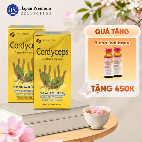 Combo 2 Đông Trùng Hạ Thảo Nhật Bản, Bổ Phổi, Tăng Cường Sức Khỏe - Fine Japan Cordyceps 120 Viên
