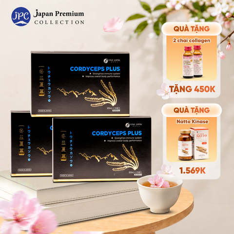 Combo 3 Nước Uống Đông Trùng Hạ Thảo Nhật Bản - Fine Japan Cordyceps Plus Hộp 10 Chai x 50ml
