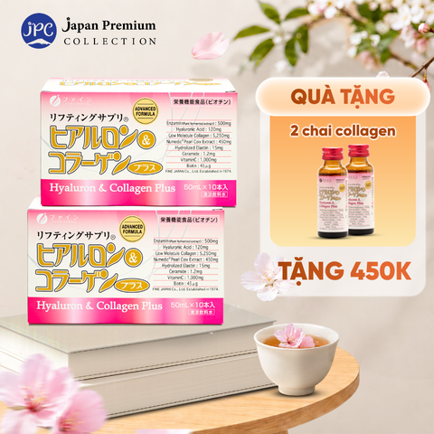 Combo 2 Nước uống Collagen & Hyaluron Fine Japan Plus 5.250mg (Hộp 10 chai x 50ml)