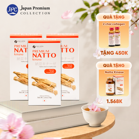Combo 3 Natto Hỗ Trợ Giảm Cholesterol, Giảm Huyết Khối - Fine Japan Natto Kinase 2000FU 300 Viên