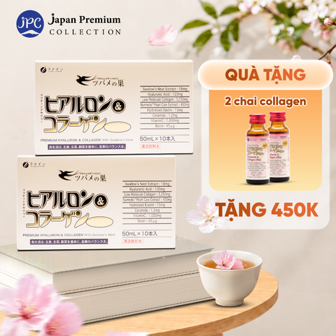 Combo 2 Nước uống Collagen Yến Fine Japan H&C Premium with Swallow's Nest (Hộp 10 chai x 50ml)
