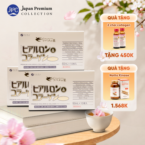 Combo 3 Nước uống Collagen Yến Fine Japan H&C Premium with Swallow's Bird Nest (Hộp 10 chai x 50ml)