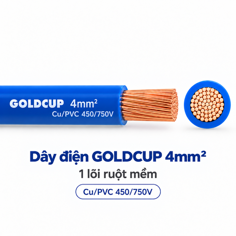 Dây điện GOLDCUP 4mm² – 1 lõi ruột mềm Cu/PVC 450/750V