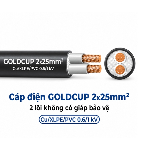 Cáp Điện GOLDCUP 2x25mm² Không Giáp Cu/XLPE/PVC 0,6/1kV