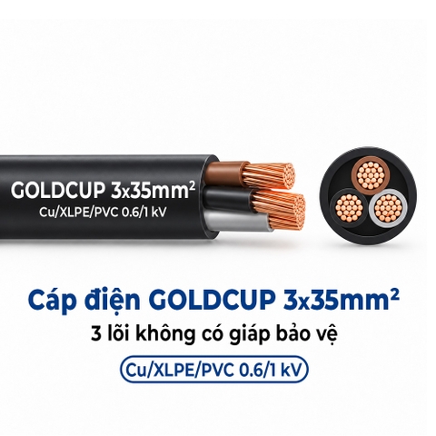 Cáp điện 3 lõi không có giáp bảo vệ GOLDCUP 3×35 – Cu/XLPE/PVC 0,6/1kV