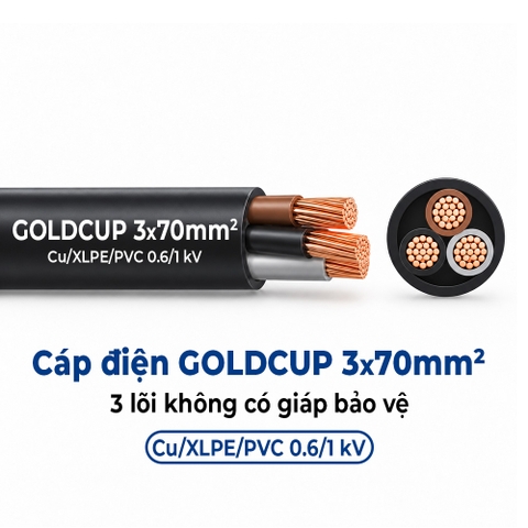 Cáp điện 3 lõi không có giáp bảo vệ GOLDCUP 3×70 – Cu/XLPE/PVC 0,6/1kV