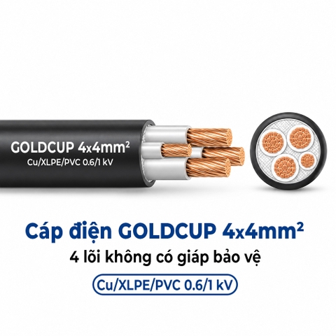 Cáp Điện GOLDCUP 4×4mm² 4 Lõi Không Giáp Cu/XLPE/PVC 0,6/1kV