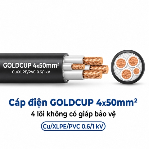 Cáp Điện GOLDCUP 4×50mm² 4 Lõi Không Giáp Cu/XLPE/PVC 0,6/1kV