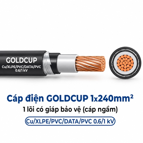 Cáp Điện GOLDCUP 1x240mm² 1 Lõi Có Giáp Băng Nhôm Cu/XLPE/PVC/DATA/PVC 0,6/1kV