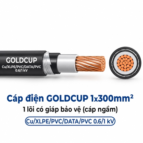 Cáp Điện GOLDCUP 1x300mm² 1 Lõi Có Giáp Băng Nhôm Cu/XLPE/PVC/DATA/PVC 0,6/1kV