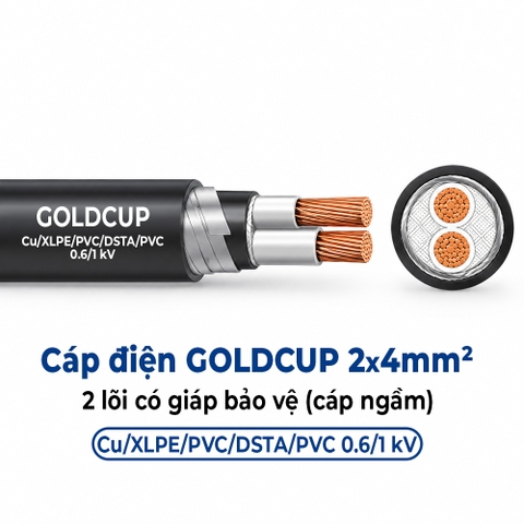 Cáp Điện GOLDCUP 2 Lõi Có Giáp Băng Thép DSTA 2×4mm² – Cu/XLPE/PVC/DSTA/PVC 0,6/1kV