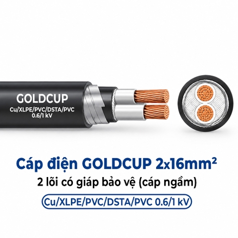 Cáp Điện GOLDCUP 2 Lõi Có Giáp Băng Thép DSTA 2×16mm² – Cu/XLPE/PVC/DSTA/PVC 0,6/1kV