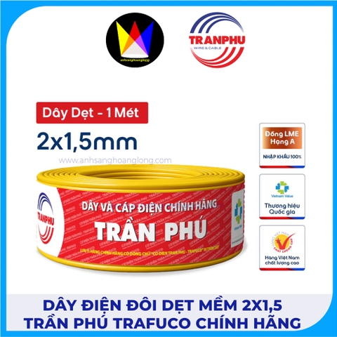 Dây Điện Đôi Dẹt Mềm 2x1,5 Trần Phú Trafuco Chính Hãng