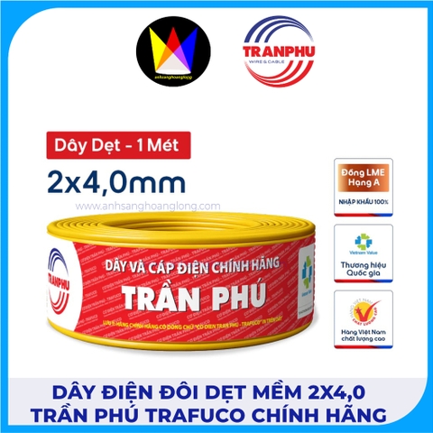 Dây Điện Đôi Dẹt Mềm 2x4,0 Trần Phú Trafuco Chính Hãng