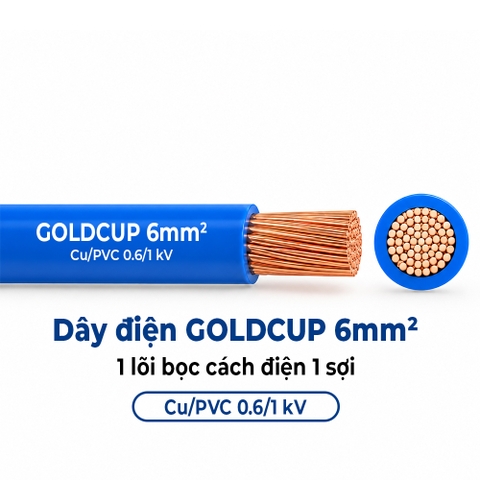 Dây Điện GOLDCUP 6mm² 1 Lõi Ruột Mềm Cu/PVC 0.6/1kV