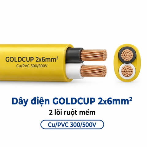 Dây Điện GOLDCUP 2 Lõi Ruột Mềm Dạng Ô Van 2×6mm² Cu/PVC/PVC 300/500V