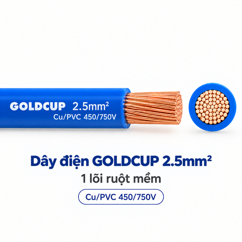 Dây điện GOLDCUP 2.5mm² – 1 lõi ruột mềm Cu/PVC 450/750V