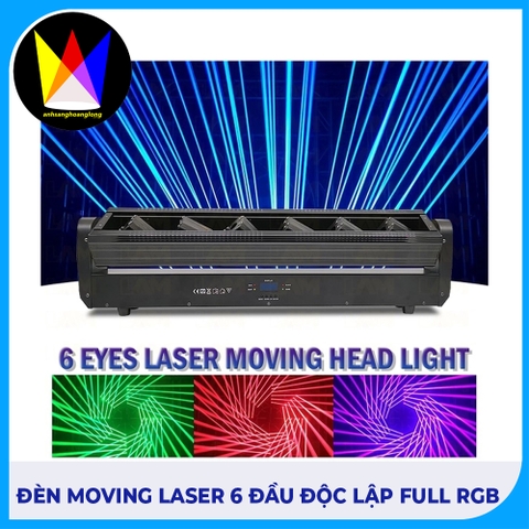 Đèn Moving Laser 6 Đầu Độc Lập Full RGB