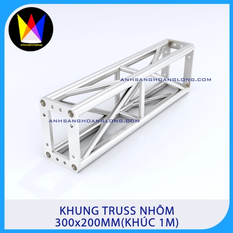 Khung Truss Nhôm 300x200mm Bích Hộp (Khúc 1M)