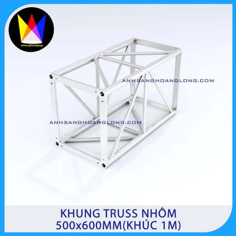 Khung Truss Nhôm 500x600mm Bích Hộp (Khúc 1M)