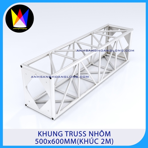 Khung Truss Nhôm 500x600mm Bích Hộp (Khúc 2M)