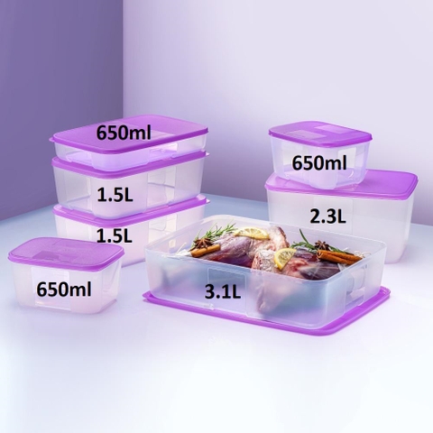 Bộ Hộp Tupperware Trữ Đông Freezermate Essentail (7 Hộp)