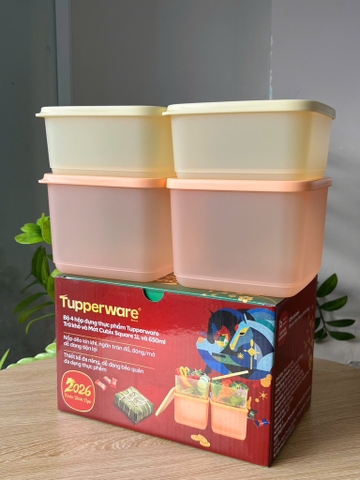 Bộ 4 Hộp Trữ Mát Cubix Square 1L và 650ml - New Tupperware