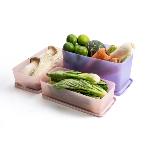 Bộ 3 Hộp Trữ Mát Tupperware Cubix Rectangle 3.1L & 1.4L