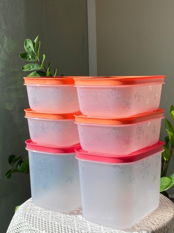 Tuptrung - Set 6 hộp đông thân trong bông tuyết (4 hộp 450ml+2 hộp 1.1L) - nắp cam