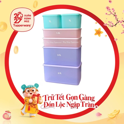 Bộ 6 Hộp Trữ Mát Tupperware Cubix 1L, 1.4L, 3.1L