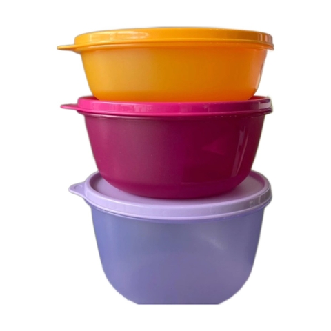Bộ 3 Hộp Bowl Tròn Tupperware 1L, 1.5L, 2L