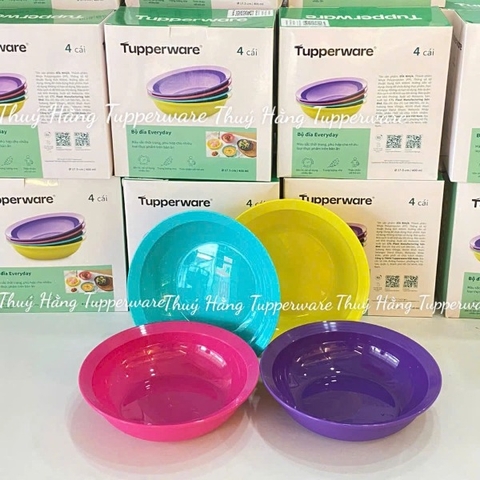 Dĩa/ đĩa Sâu Lòng Everyday Plate Set 4 Tupperware 4 Màu 17.5cm