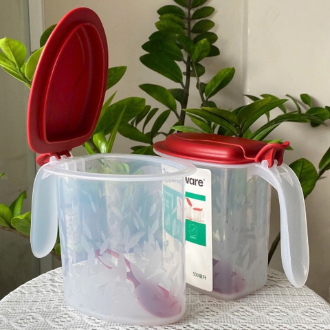 Set 2 Hộp Gia Vị Có Muỗng Nắp Bật 500ml Tupperware Salt N Spice (02 Hộp)