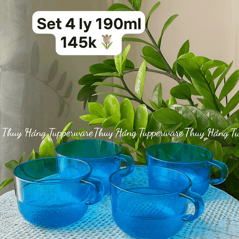 Set 4 Ly 190ml Tupperware - Xanh dương đậm