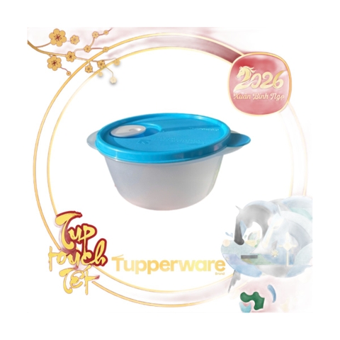 Hộp Trữ Mát Tupperware Dùng Lò Vi Sóng 800ml - Nắp Xanh Thân Trong
