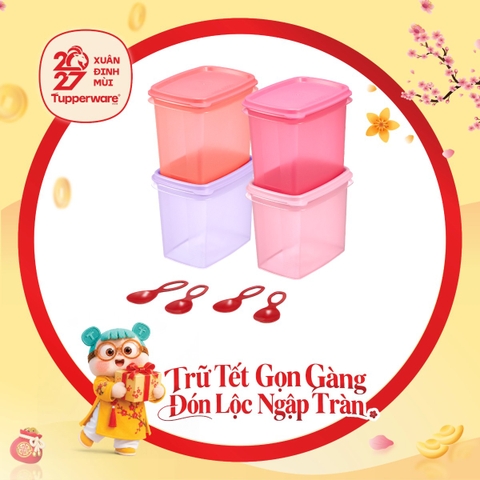 Hộp Trữ Khô Tupperware Shelf Saver 820ml Kèm Muỗng Gài