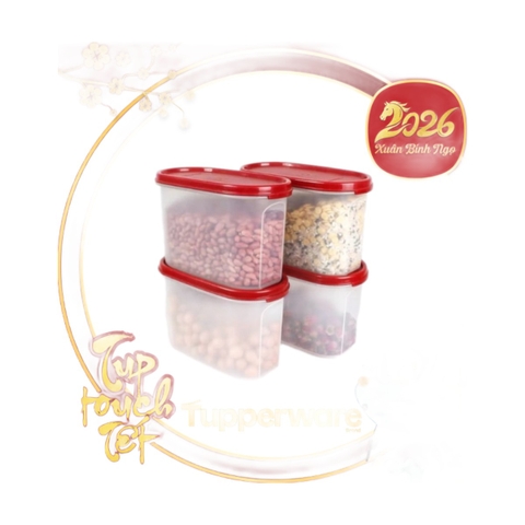 Hộp Trữ Khô Tupperware Modular Mates Oval - Nắp Đỏ Cranberry