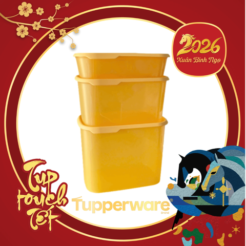 Bộ 3 Hộp Tupperware Trữ Mát / Khô One Touch - Màu Vàng