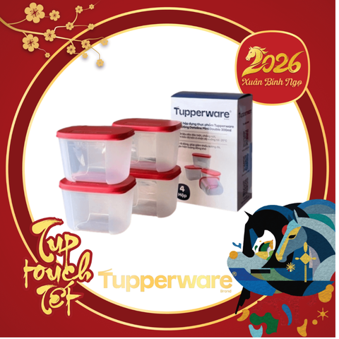 Bộ 4 Hộp Tupperware Trữ đông Dateline Mini Double 300ml - New Tupperware Chính Hãng