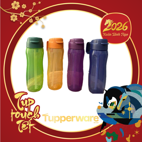 Bình Nước Tupperware Eco  Gen II 500ml - Có Ống Hút - Tupperware Malaysia Chính Hãng
