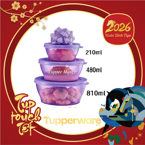 Hộp Tròn Tupperware Clear Bowl Purple - Tupperware Malaysia Chính Hãng