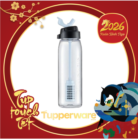 Bình Nước Tupperware Lohas 750ml  - ống Hút Có Lọc Trực Tiếp  Pure And Go Filter Straw Water Bottle Brand New 750ml Drink - Tupperware Malaysia Chính Hãng Blue