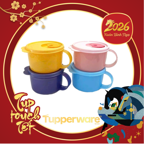 Hộp Đựng LVS Tupperware Crystal Wave Mug 460ml - Có Nút Thở Dạng Cốc, Có Quai - Tupperware Trung Chính Hãng