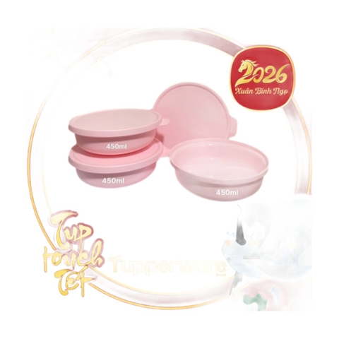 Bộ 3 Tô Tupperware 450ml - Màu Hồng
