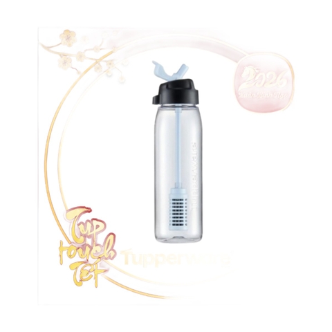 Bình Nước Tupperware Lohas 750ml Ống Hút Có Lọc - Màu Xanh