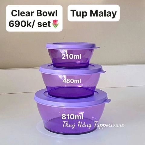 Hộp Tròn Tupperware Clear Bowl Purple - Tupperware Malaysia Chính Hãng