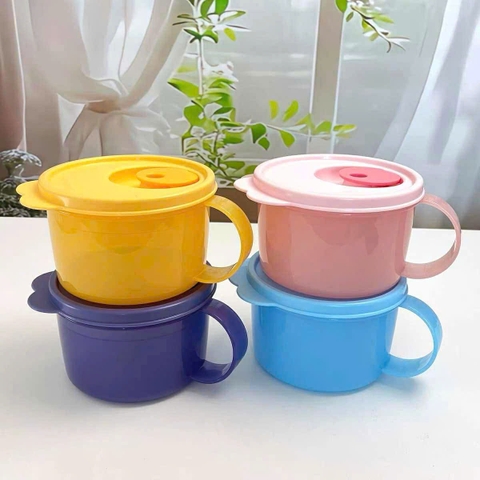 Hộp Đựng LVS Tupperware Crystal Wave Mug 460ml - Có Nút Thở Dạng Cốc, Có Quai - Tupperware Trung Chính Hãng