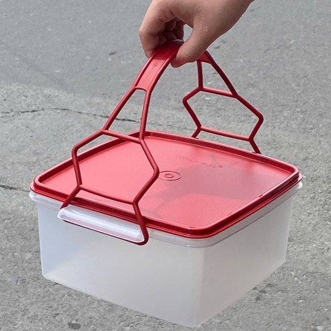 Tuptrung - Hộp trữ mát vuông nắp đỏ có quai xách 4L Jumbo Goody Box With Cariolier
