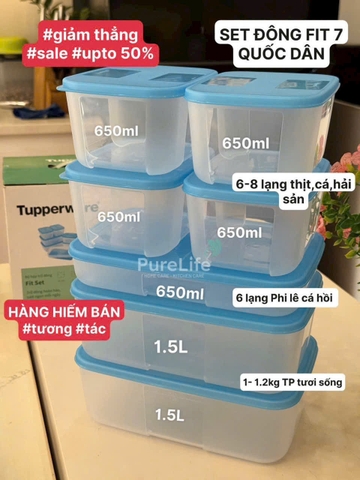 Bộ 7 Hộp Tupperware Trữ Đông Basic Fit 7 - Tupperware Trung Chính Hãng