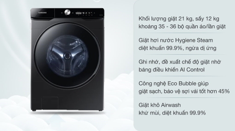 Máy giặt sấy Samsung Inverter 12 kg WD12TP34DSX/SV